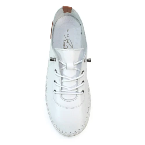 LUNAR St. Ives White Leather Plimsoll 10 LUNAR St. Ives White Leather Plimsoll -Slipper Supply Store st ives white leather plimsoll p5918 379940 image